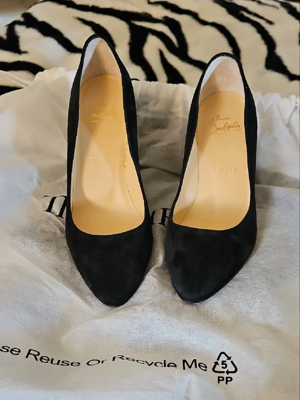 Christian Louboutin Black Suede Wedge Heels